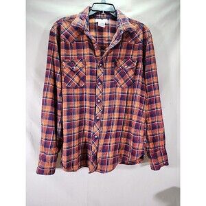 Wrangler Wrancher Pearl Snap Mens Flannel Shirt Size XL